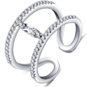 Rhinestone Ring Size 7 Party Minimalist Silver